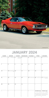 American Muscle Cars - 2024 Square Wall Calendar 16 Months Planner New Year Gift - Side View