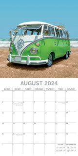 Camper Vans - 2024 Square Wall Calendar 16 Month Planner Christmas New Year Gift - Top-Down View