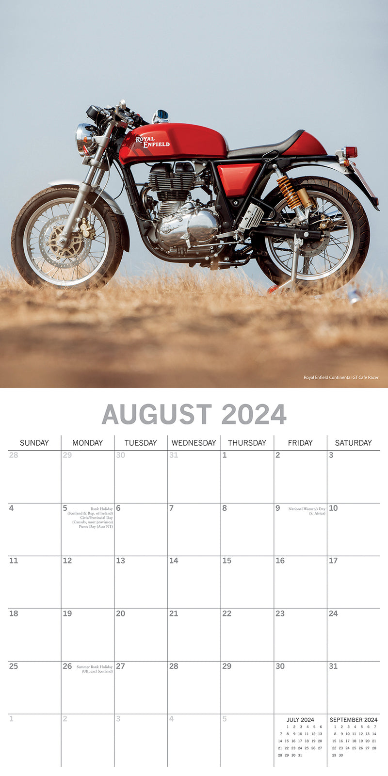 Classic Bikes 2024 Square Wall Calendar 16 Month Planner Christmas New Year Gift