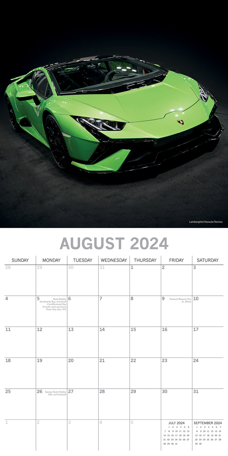 Lamborghini - 2024 Square Wall Calendar 16 Month Planner Christmas New Year Gift