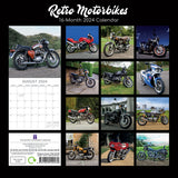 Retro Motorbikes - 2024 Square Wall Calendar 16 Months Planner New Year Gift - Front View