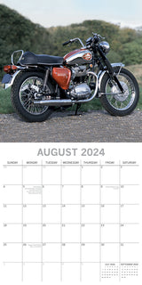 Retro Motorbikes - 2024 Square Wall Calendar 16 Months Planner New Year Gift