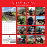 Steam Trains 2024 Square Wall Calendar 16 Months Planner Christmas New Year Gift