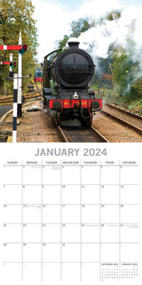 Steam Trains 2024 Square Wall Calendar 16 Months Planner Christmas New Year Gift - Side View