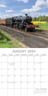 Steam Trains 2024 Square Wall Calendar 16 Months Planner Christmas New Year Gift - Top-Down View