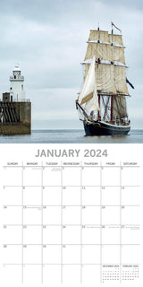 Tall Ships - 2024 Square Wall Calendar 16 Months Planner Christmas New Year Gift - Front View
