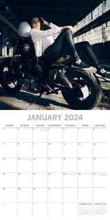 Biker Babes - 2024 Square Wall Calendar 16 Month Planner Christmas New Year Gift - Side View