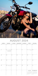 Biker Babes - 2024 Square Wall Calendar 16 Month Planner Christmas New Year Gift - Top-Down View