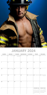 Firefighters 2024 Square Wall Calendar 16 Months Planner Christmas New Year Gift - Side View