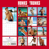 Hunks in Trunks - 2024 Square Wall Calendar 16 Months Planner Xmas New Year Gift - Front View