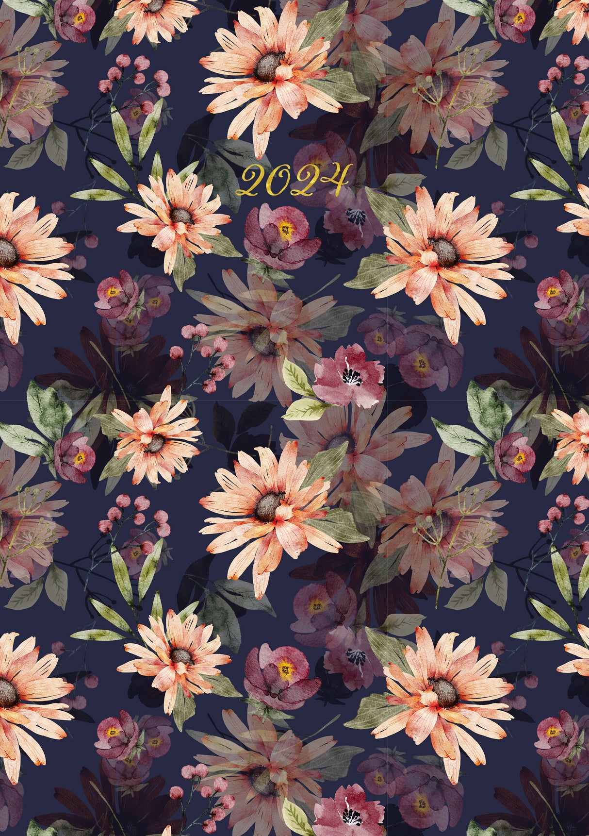 Blushing Blooms - 2024 A5 Padded Cover Diary Premium Planner Book New Year Gift