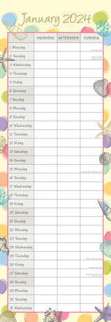 By the Sea - 2024 Slimline Slim Wall Calendar Hanging Planner New Year Gift