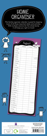 Floral Collection 2024 Slimline Slim Wall Calendar Hanging Planner New Year Gift - Rear View