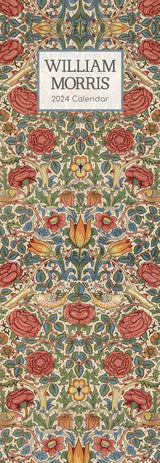 William Morris Rose - 2024 Slimline Slim Wall Calendar Hanging Planner New Year