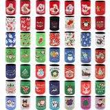 6x Christmas Stubby Stubbie Holders Beer Bottle Drink Can Cooler Santa Reindeer, A - Front View