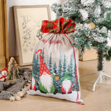50x70cm Canvas Hessian Christmas Santa Sack Xmas Stocking Reindeer Kids Gift Bag, Cream - Faceless Santa (A) - Front View