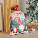 50x70cm Canvas Hessian Christmas Santa Sack Xmas Stocking Reindeer Kids Gift Bag, Cream - Faceless Santa (A) - Side View