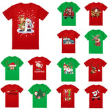 100% Cotton Christmas T-shirt Adult Unisex Tee Tops Funny Santa Party Custume, Car with Reindeer (Green), 3XL - 45-Degree Angle