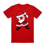 100% Cotton Christmas T-shirt Adult Unisex Tee Tops Funny Santa Party Custume, Dancing Santa (Red), L - Top-Down View