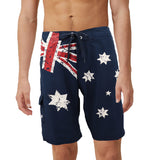 Men's Adult Board Shorts Australian Flag Australia Day Souvenir Navy Beach Wear, Navy, 2XL - Front View