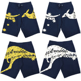 Men's Adult Board Shorts Australia Day Kangaroo Down Under Souvenir Beach Wear, Navy/White, M - Side View