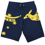 Men's Adult Board Shorts Australia Day Kangaroo Down Under Souvenir Beach Wear, Navy/White, M - Top-Down View