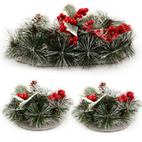 Christmas Floral Table Arrangements Red Berries Pine Cones Flowers Decorations, Small (Set of 2) - Front View