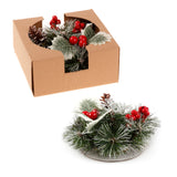 Christmas Floral Table Arrangements Red Berries Pine Cones Flowers Decorations, Small (Set of 2) - Side View