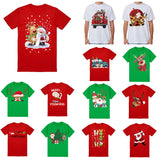 100% Cotton Christmas T-shirt Adult Unisex Tee Tops Funny Santa Party Custume, Car with Reindeer (White), L