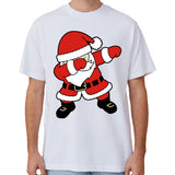 100% Cotton Christmas T-shirt Adult Unisex Tee Tops Funny Santa Party Custume, Dancing Santa (White), S