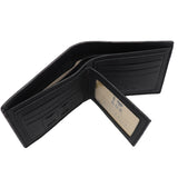 Mens Wallet Australian Kangaroo Leather Bifold Souvenir Gift Coin Card Holder, Midnight Black Textured - Top-Down View
