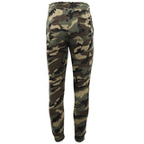 Men's Fleece Track Pants Military Camouflage Tactical Gym Trousers w Cuffed Hem, Green Camo, L - Front View