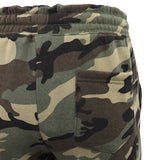 Men's Fleece Track Pants Military Camouflage Tactical Gym Trousers w Cuffed Hem, Green Camo, L - Side View