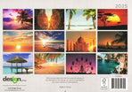 Sunset & Beaches - 2025 Rectangle Wall Calendar 16 Months Hanging Planner Gift