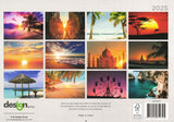 Sunset & Beaches - 2025 Rectangle Wall Calendar 16 Months Hanging Planner Gift - Side View