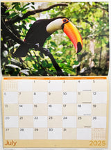 Birds - 2025 Rectangle Wall Calendar 16 Months Hanging Animal Planner New Year - Front View