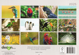 Birds - 2025 Rectangle Wall Calendar 16 Months Hanging Animal Planner New Year - Side View