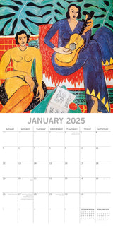Matisse - 2025 Square Wall Calendar Arts 16 Months Premium Planner Gift - Side View