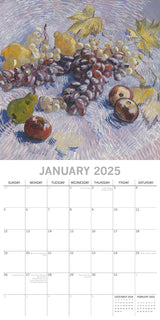 Van Gogh - 2025 Square Wall Calendar Arts 16 Months Premium Planner Gift - Side View