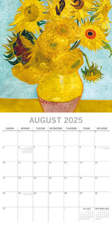 Van Gogh - 2025 Square Wall Calendar Arts 16 Months Premium Planner Gift - Top-Down View