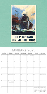 World War Posters - 2025 Square Wall Calendar Arts 16 Months Premium Planner