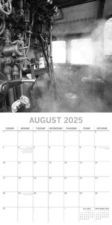 Steam Trains 2025 Square Wall Calendar 16 Months Premium Planner Christmas Gift - Top-Down View
