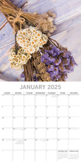 Dried Flowers - 2025 Square Wall Calendar Floral 16 Months Premium Planner Gift - Side View