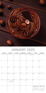 Chocolate 2025 Square Wall Calendar Food 16-Month Christmas Premium Planner Gift - Side View
