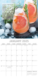 Cocktails 2025 Square Wall Calendar Food 16-Month Christmas Premium Planner Gift - Side View