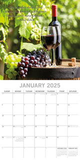 Wine 2025 Square Wall Calendar Food 16 Month Premium Planner Xmas New Year Gift - Side View