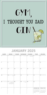 Gin - 2025 Square Wall Calendar 16-Month Premium Planner Christmas New Year Gift - Side View