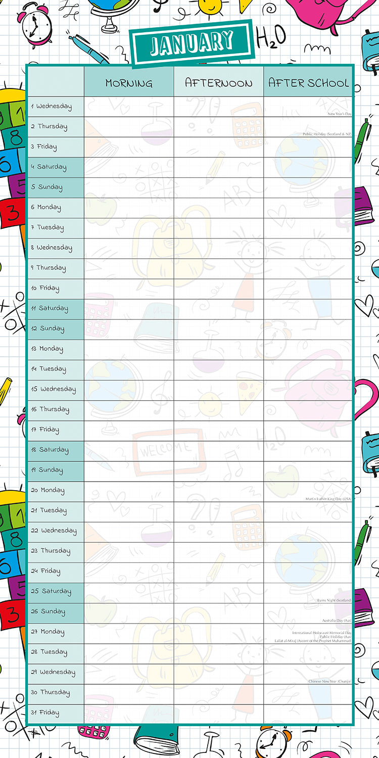 School Planner 2025 Square Wall Calendar 16Month Premium New Year Organiser Gift