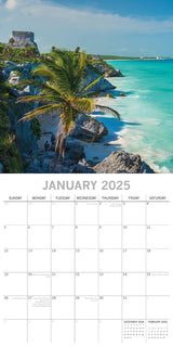 Travel the World 2025 Square Wall Calendar 16 Months New Year Xmas Planner Gift - Side View