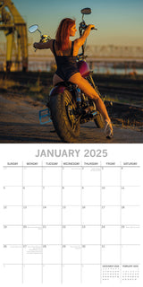 Biker Babes 2025 Square Wall Calendar 16 Months Christmas New Year Planner Gift - Side View